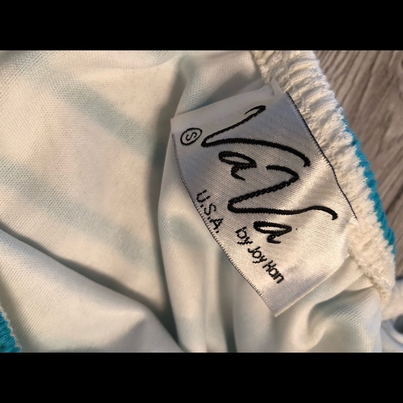 Vava by Joy Han Dress White and Blue Off-Shoulder Crochet Striped Size S - Picture 9 of 9